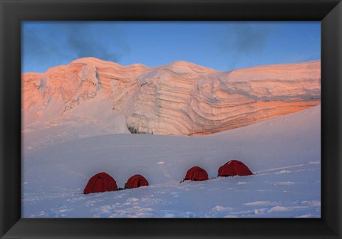 Framed Base Camp at Nevado Alpamayo &amp; Nevado Quitaraju in Peru Print