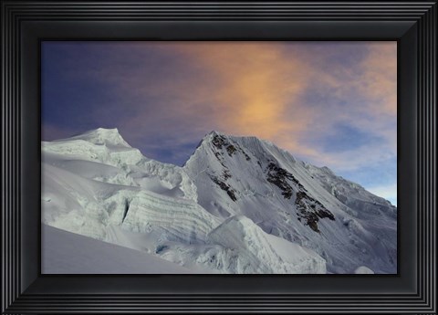 Framed Sunset on Quitaraju Mountain in the Cordillera Blanca in the Andes Of Peru Print