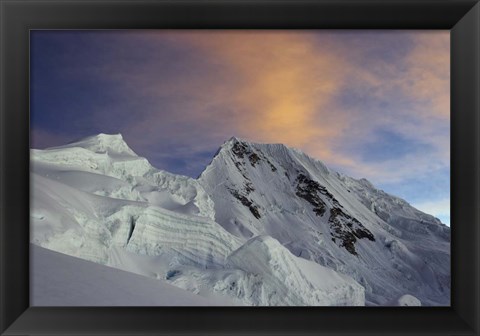 Framed Sunset on Quitaraju Mountain in the Cordillera Blanca in the Andes Of Peru Print