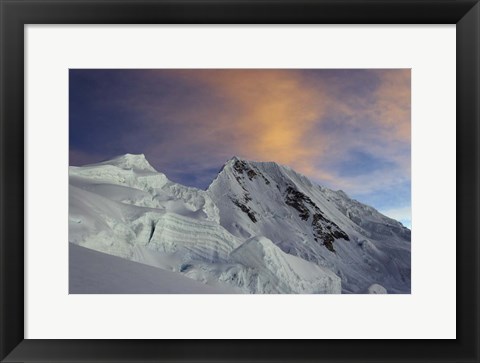 Framed Sunset on Quitaraju Mountain in the Cordillera Blanca in the Andes Of Peru Print