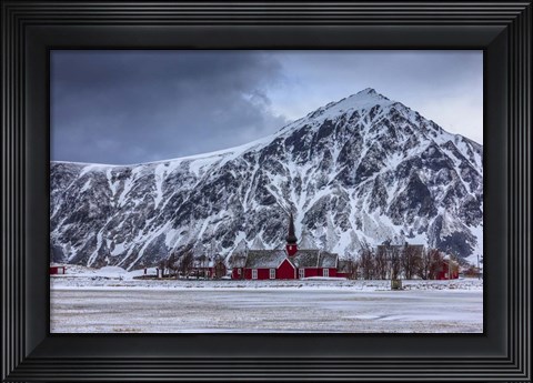 Framed Small Norwegian Village in Winter, Norway Print