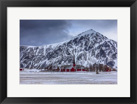 Framed Small Norwegian Village in Winter, Norway Print