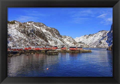 Framed Fishing Village, Norway Print