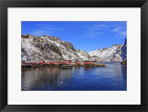 Framed Fishing Village, Norway Print