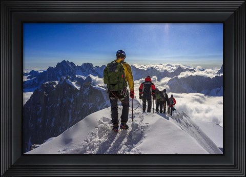 Framed Mountain Climbers Descending Print
