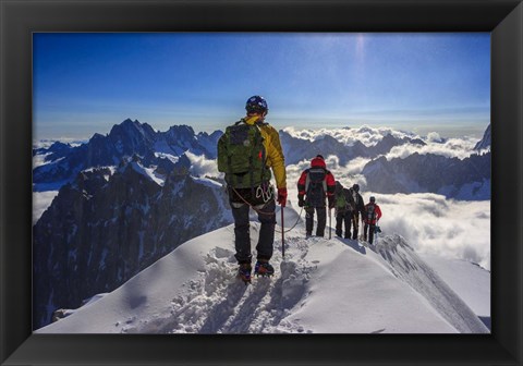 Framed Mountain Climbers Descending Print