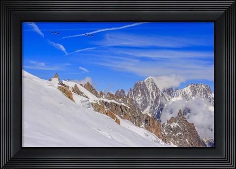 Framed Panoramic Mont Blanc Cable Car Crossing the Glacier Print