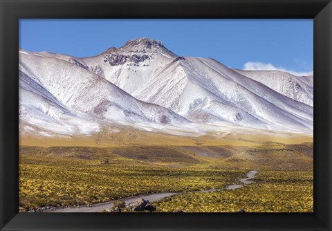 Framed Panoramic View Of the Lascar Volcano Complex in Chile Print