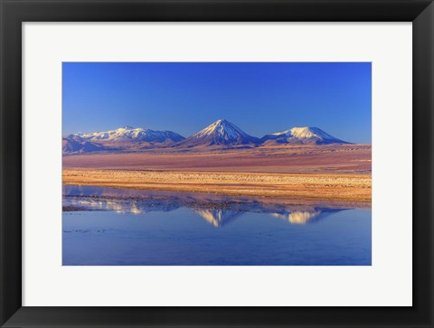 Framed Licancabur Stratovolcano Reflected in Laguna Tebinquinche, Chile Print