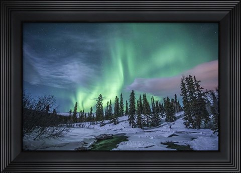 Framed Northern Lights Above Fish Lake Print