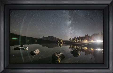 Framed Milky Way Over Two Jack Lake Print
