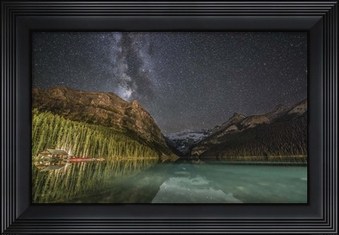 Framed Milky Way Over Lake Louise in Banff National Park, Alberta, Canada Print