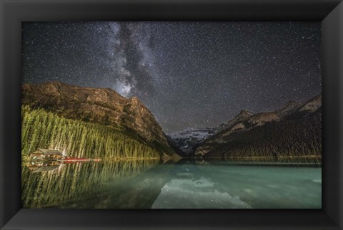 Framed Milky Way Over Lake Louise in Banff National Park, Alberta, Canada Print