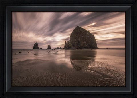 Framed Sunset on a Beach in Seattle, Washington Print
