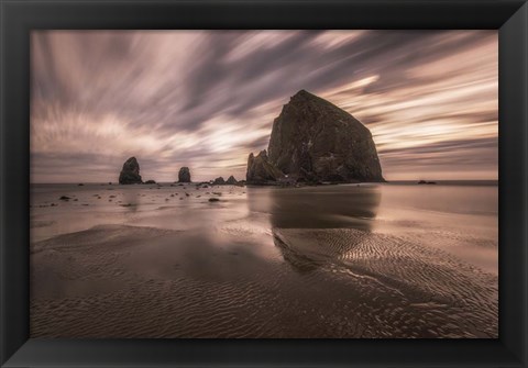 Framed Sunset on a Beach in Seattle, Washington Print