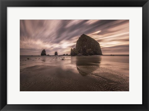 Framed Sunset on a Beach in Seattle, Washington Print