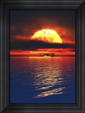 Framed Martin 156 Clipper Aircraft Landing Print