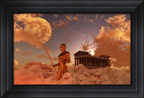 Framed Greek God Guarding a Temple, Mount Olympus Print