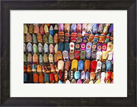 Framed Moroccan Slippers on Display in  Fez, Morocco Print
