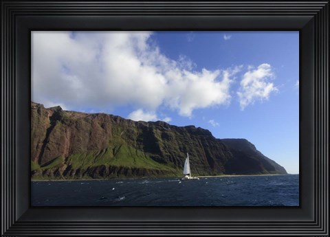 Framed Sailboat Along the Na Pali Coast Print