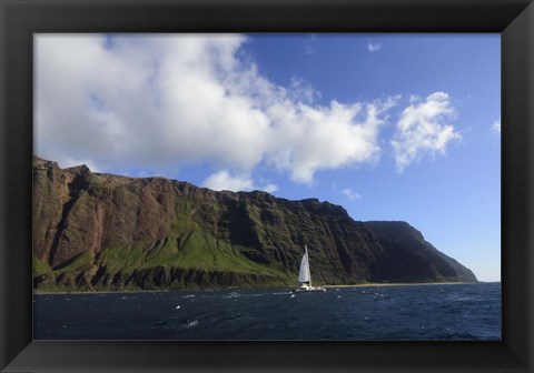 Framed Sailboat Along the Na Pali Coast Print