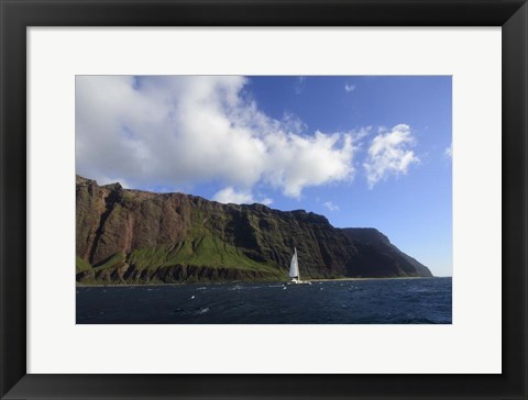 Framed Sailboat Along the Na Pali Coast Print