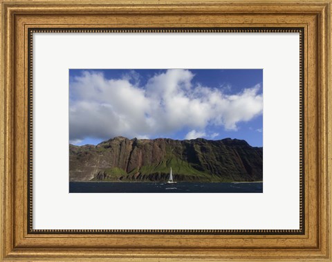 Framed Sailboat Along the Na Pali Coast, Kauai Print