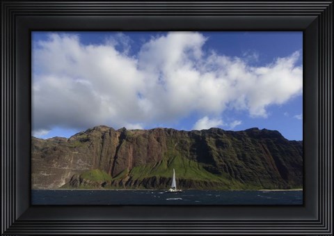 Framed Sailboat Along the Na Pali Coast, Kauai Print