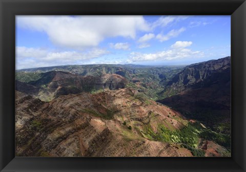 Framed Aerial View Of Waimea Canyon, Kauai, Hawaii Print