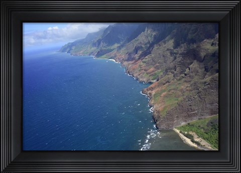 Framed Aerial View Of Na Pali Coast Print