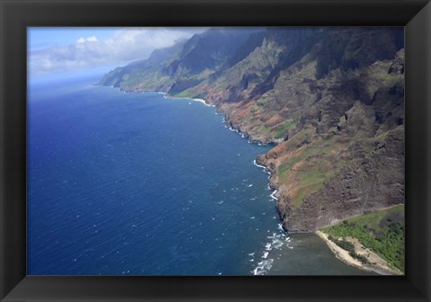 Framed Aerial View Of Na Pali Coast Print