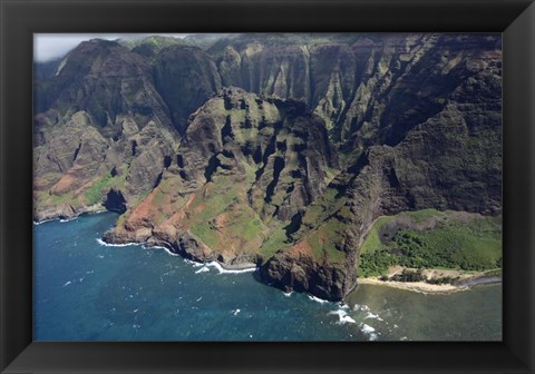 Framed Aerial View Of Na Pali Coast, Kauai Print