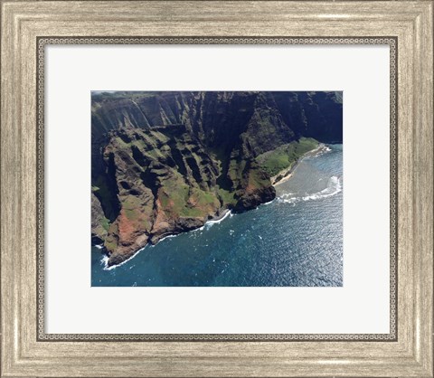 Framed Aerial View Of Na Pali Coast, Kauai, Hawaii Print
