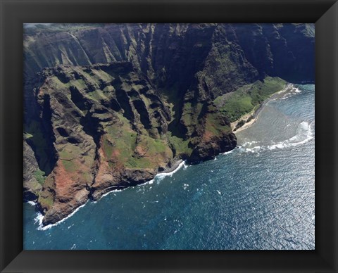 Framed Aerial View Of Na Pali Coast, Kauai, Hawaii Print