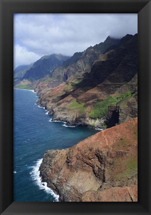 Framed Aerial View Of Na Pali Coast, Kauai, Hawaii Print