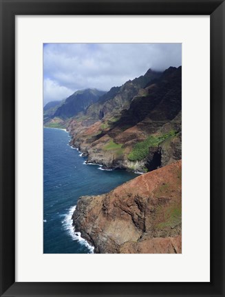 Framed Aerial View Of Na Pali Coast, Kauai, Hawaii Print