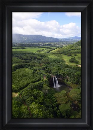 Framed Aerial View Of Wailua River State Park, Kauai, Hawaii Print