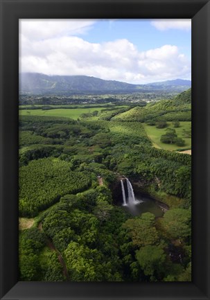 Framed Aerial View Of Wailua River State Park, Kauai, Hawaii Print