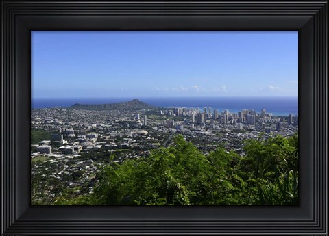Framed Lookout Overlooking Honolulu, Oahu, Hawaii Print