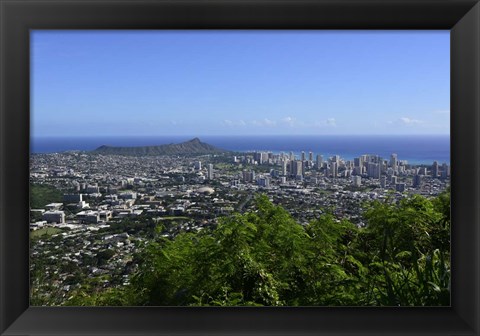 Framed Lookout Overlooking Honolulu, Oahu, Hawaii Print