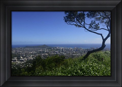Framed View from Tantalus Lookout Overlooking Honolulu, Oahu, Hawaii Print