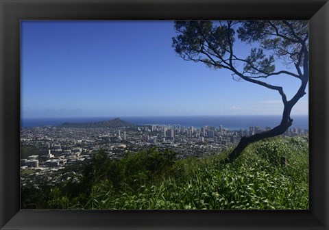 Framed View from Tantalus Lookout Overlooking Honolulu, Oahu, Hawaii Print