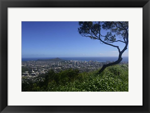 Framed View from Tantalus Lookout Overlooking Honolulu, Oahu, Hawaii Print