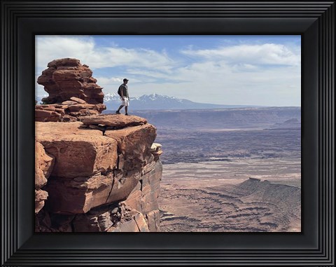 Framed Adult Male Standing on the Edge Of a Cliff,Utah Print