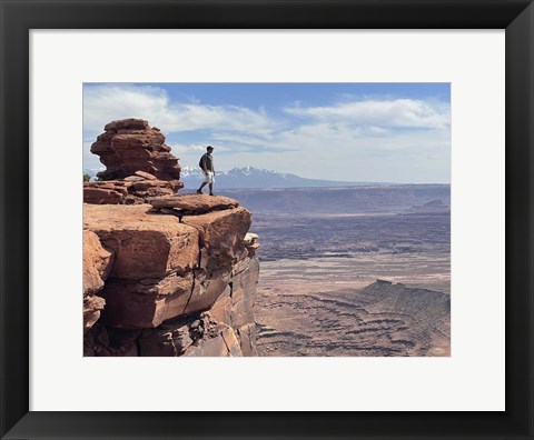 Framed Adult Male Standing on the Edge Of a Cliff,Utah Print