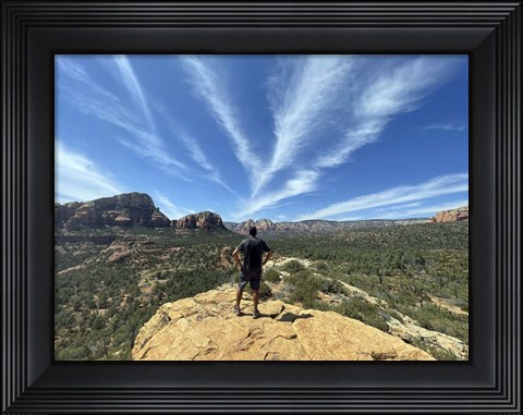 Framed Male Hiker on Soldier&#39;s Pass Trail, Sedona, Arizona Print
