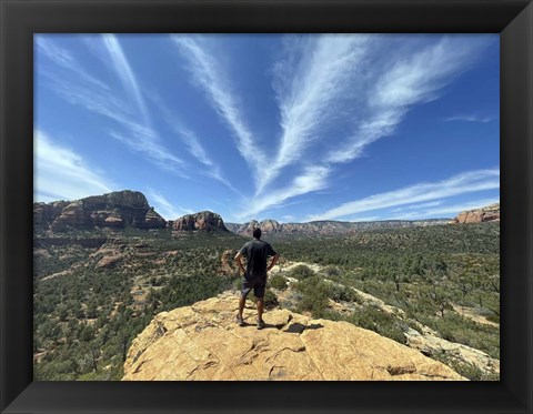 Framed Male Hiker on Soldier&#39;s Pass Trail, Sedona, Arizona Print