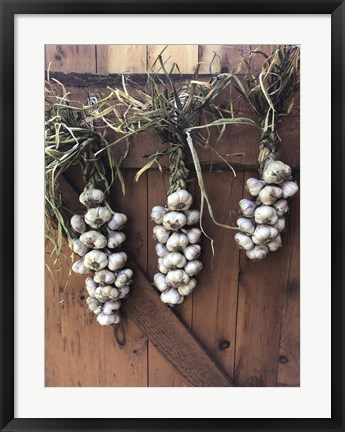 Framed Garlic Braids Hanging on a Barn Door Print