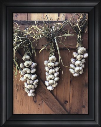 Framed Garlic Braids Hanging on a Barn Door Print