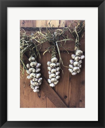 Framed Garlic Braids Hanging on a Barn Door Print